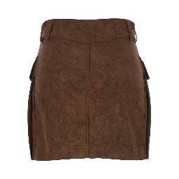 Skirt with pleats and Tech Fabric in brown for women