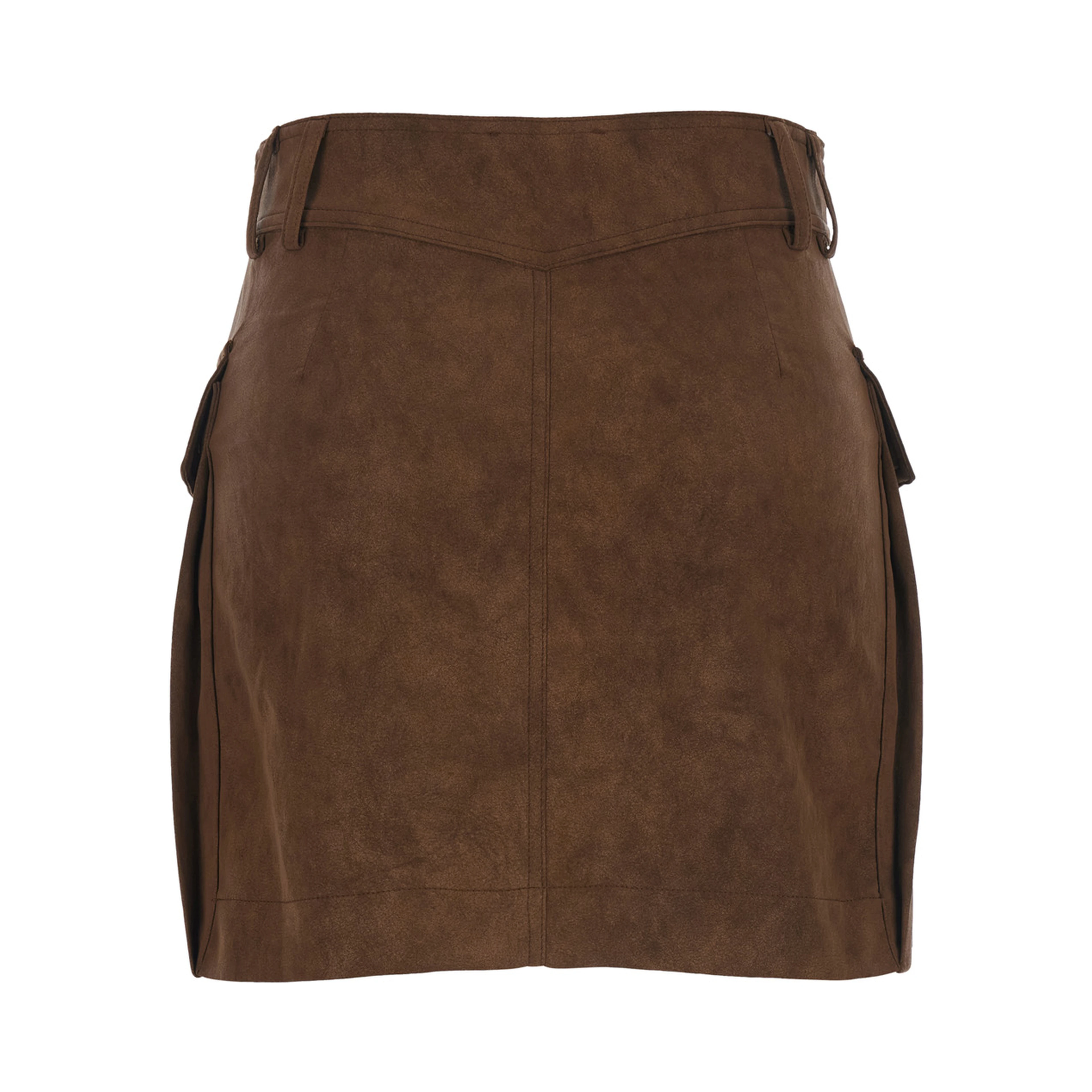Skirt with pleats and Tech Fabric in brown for women