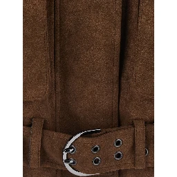 Coat with Notched Revers and Long Sleeves in Tech Fabric Brown Women