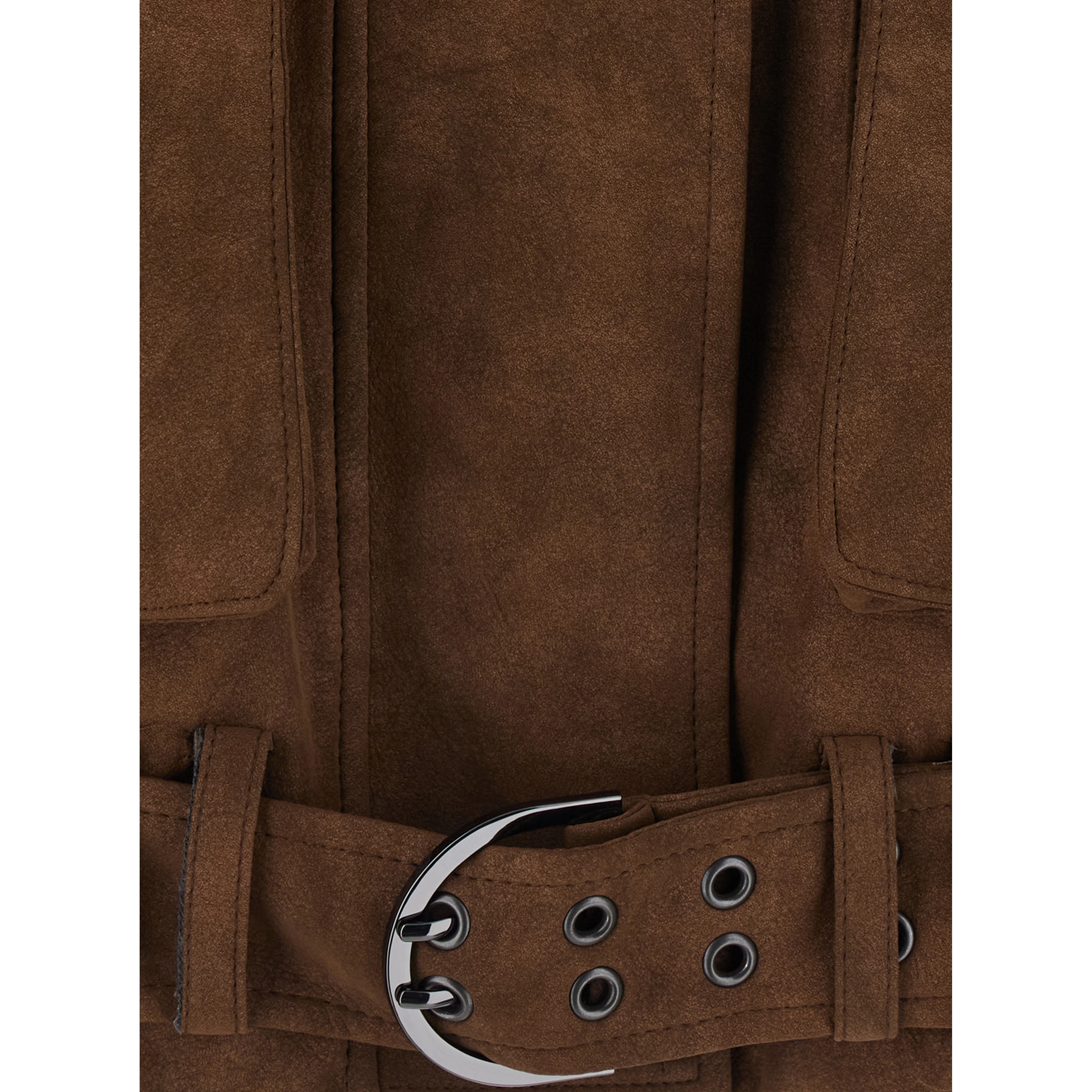 Coat with Notched Revers and Long Sleeves in Tech Fabric Brown Women