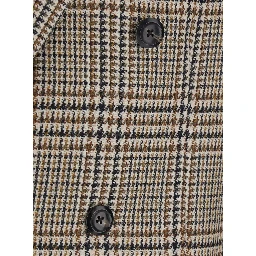 brown Double-breasted blazer with all-over Prince of Wales motif in wool blend for men