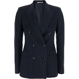 Jacket with essential line in blue Fabric for women