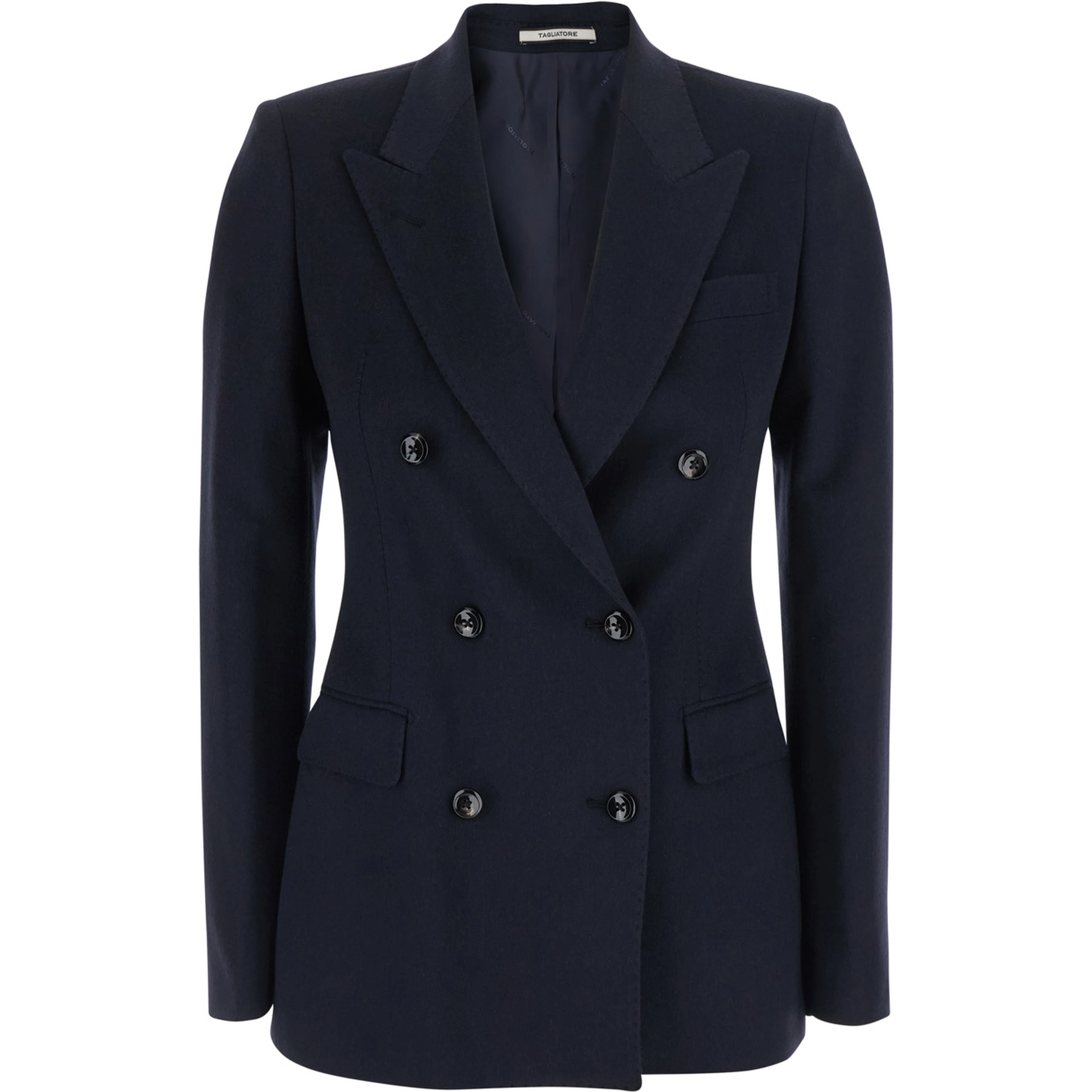 Jacket with essential line in blue Fabric for women