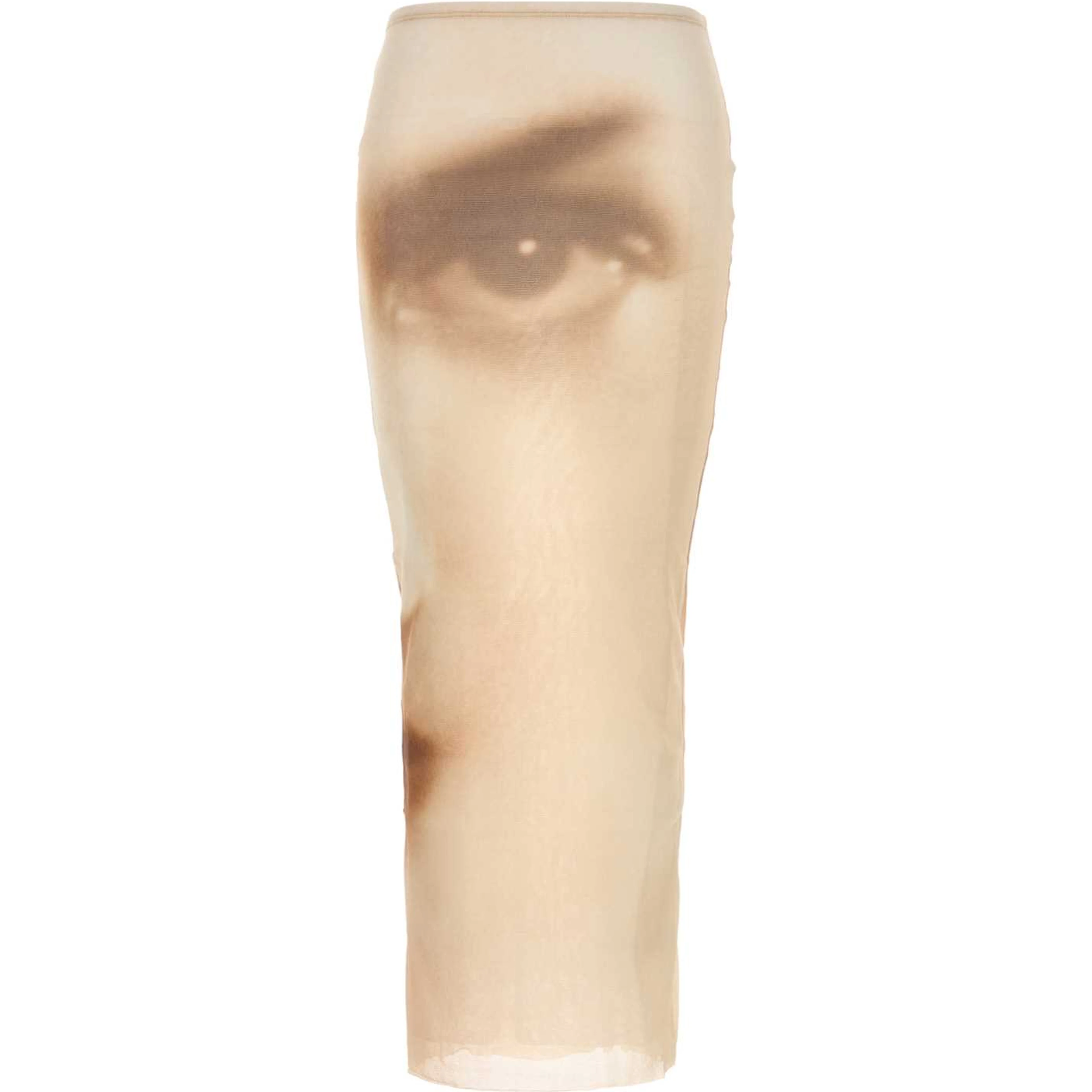 MESH LONG SKIRT PRINTED FACE