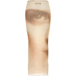 MESH LONG SKIRT PRINTED FACE
