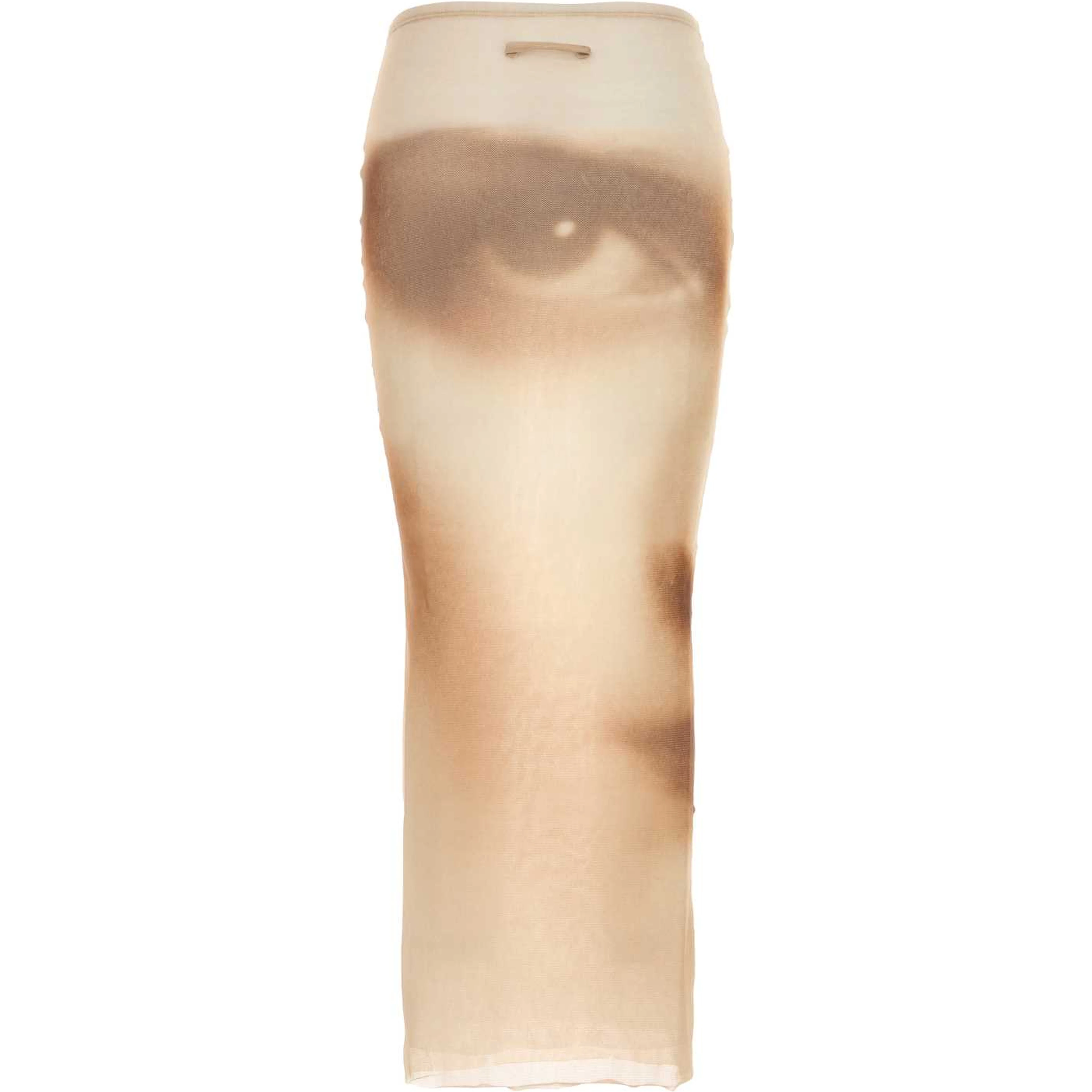 MESH LONG SKIRT PRINTED FACE
