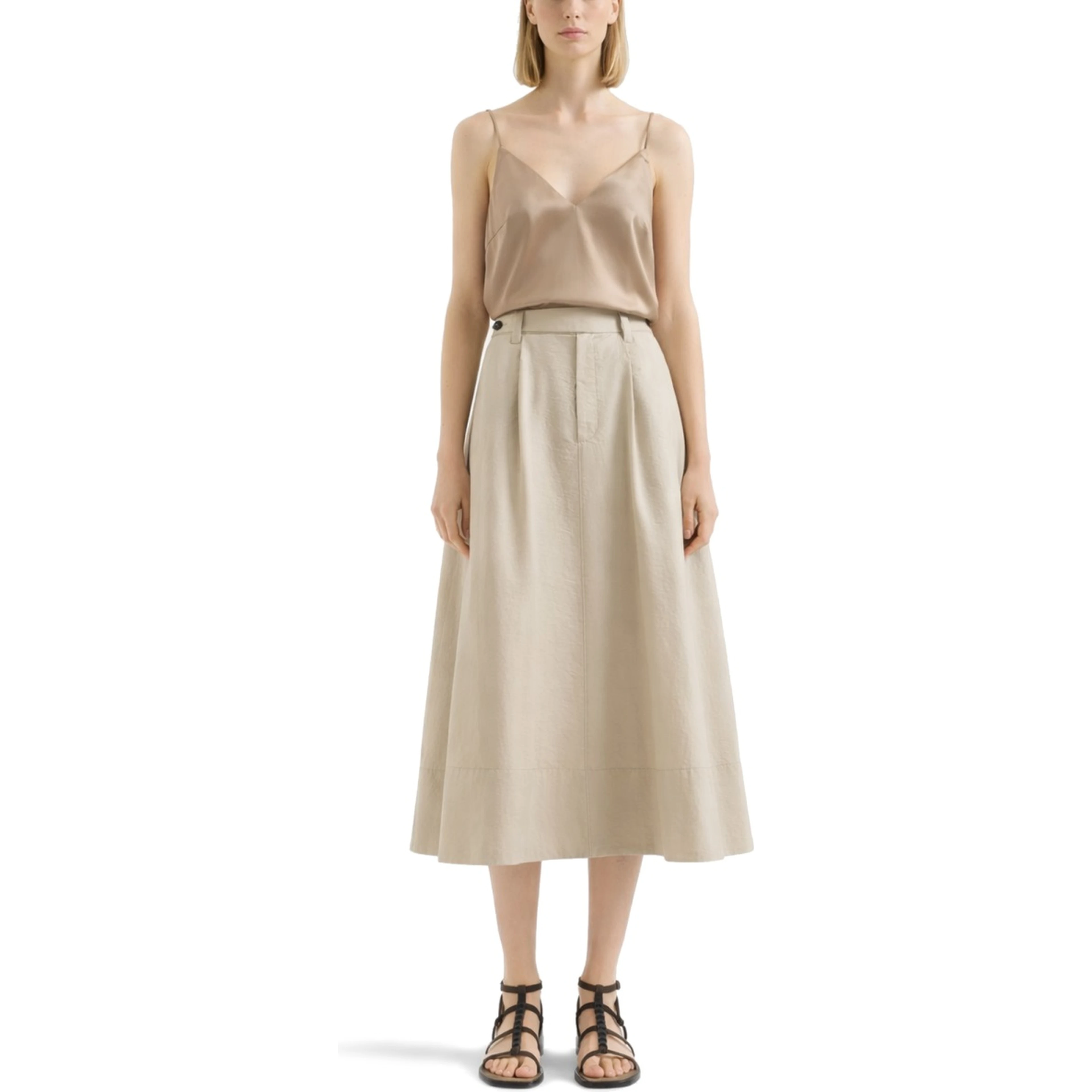 COTTON POPLIN TAILORED SKIRT