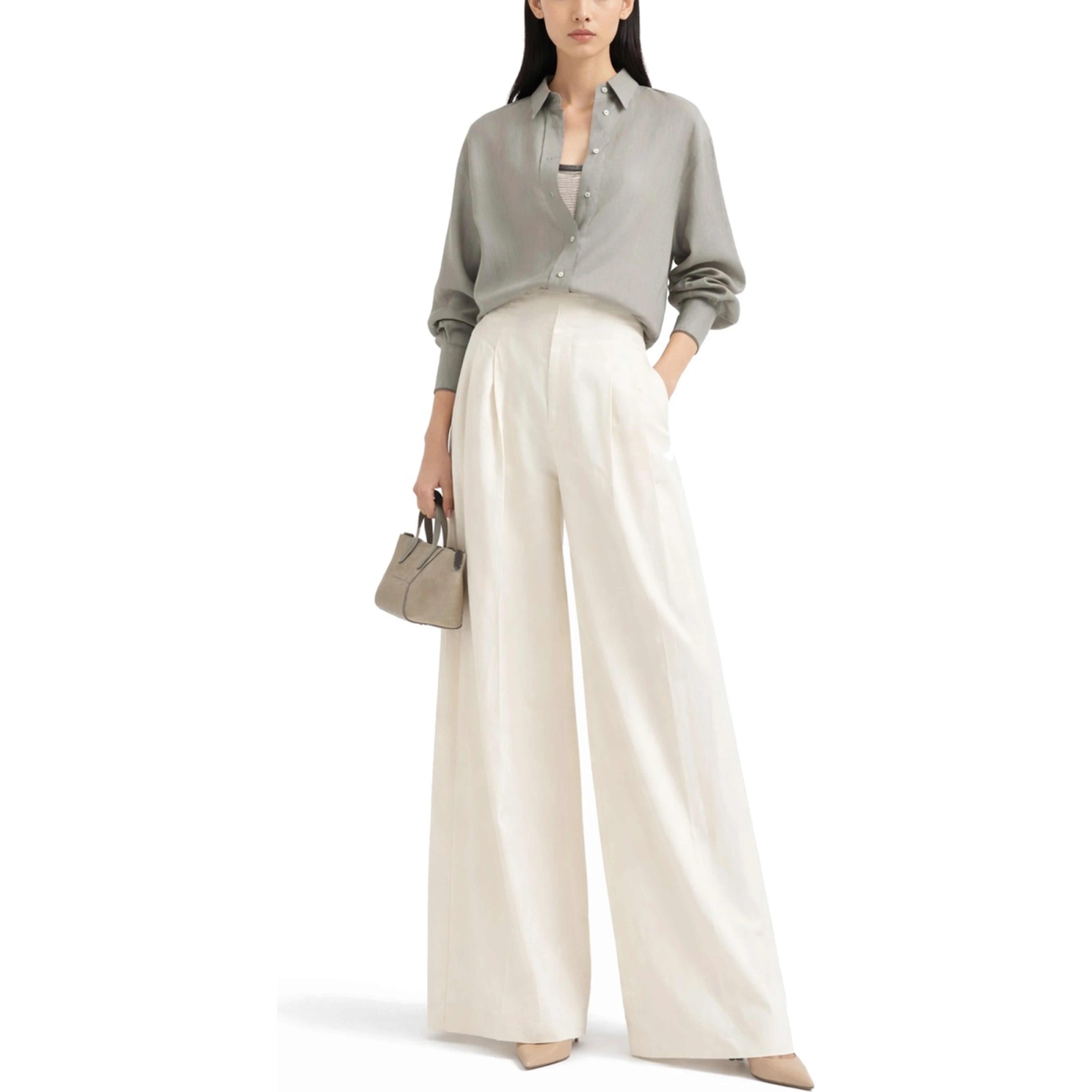 LINEN BLEND TAILORED PANTS