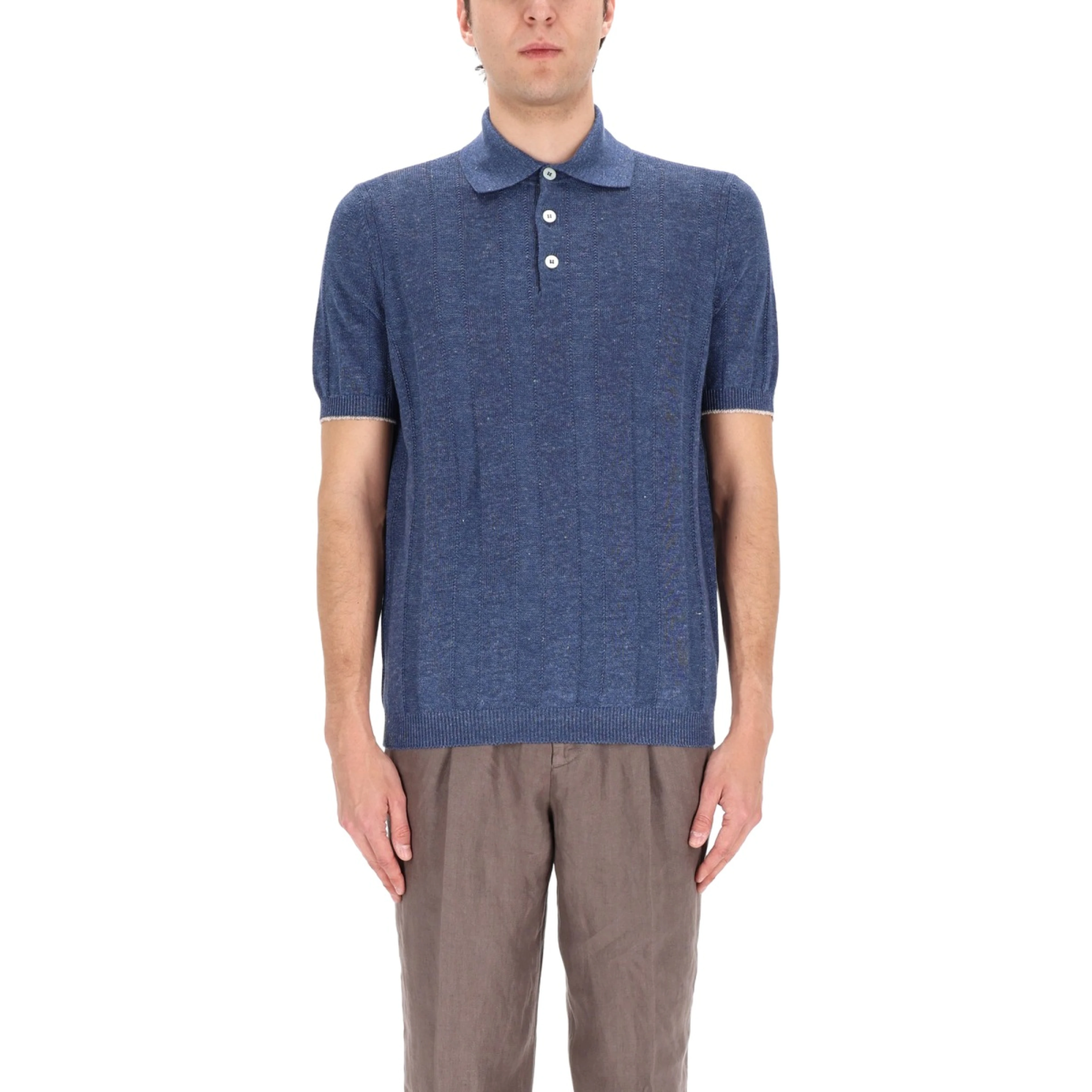 LINEN KNIT POLO SHIRT