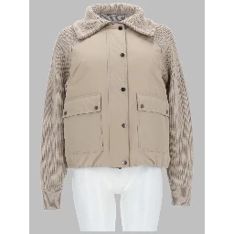 PIUMINO IN TAFFETÀ DI COTONE TECHNO E MAGLIA DI LANA VERGINE, CASHMERE E SETA