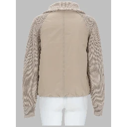 PIUMINO IN TAFFETÀ DI COTONE TECHNO E MAGLIA DI LANA VERGINE, CASHMERE E SETA
