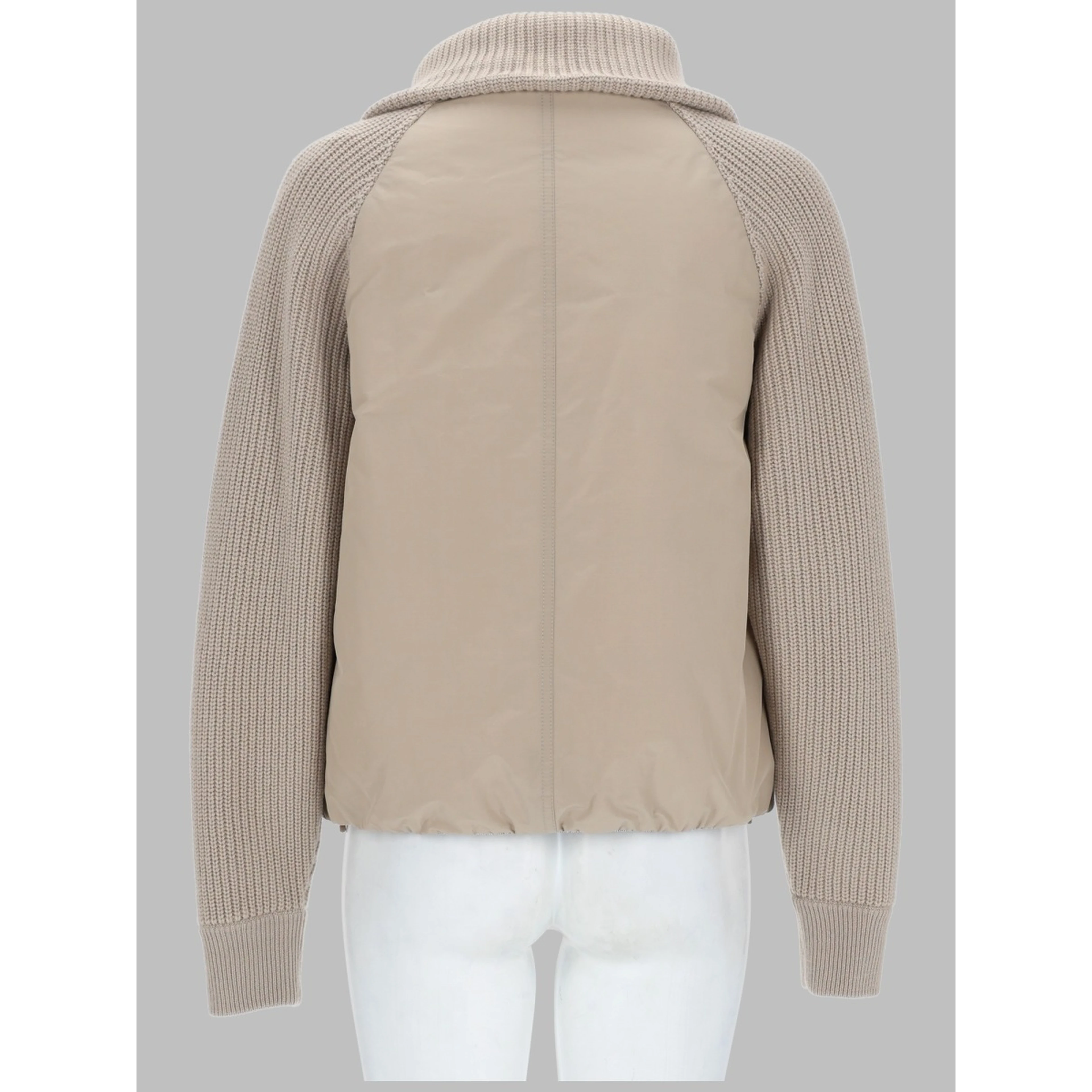 PIUMINO IN TAFFETÀ DI COTONE TECHNO E MAGLIA DI LANA VERGINE, CASHMERE E SETA
