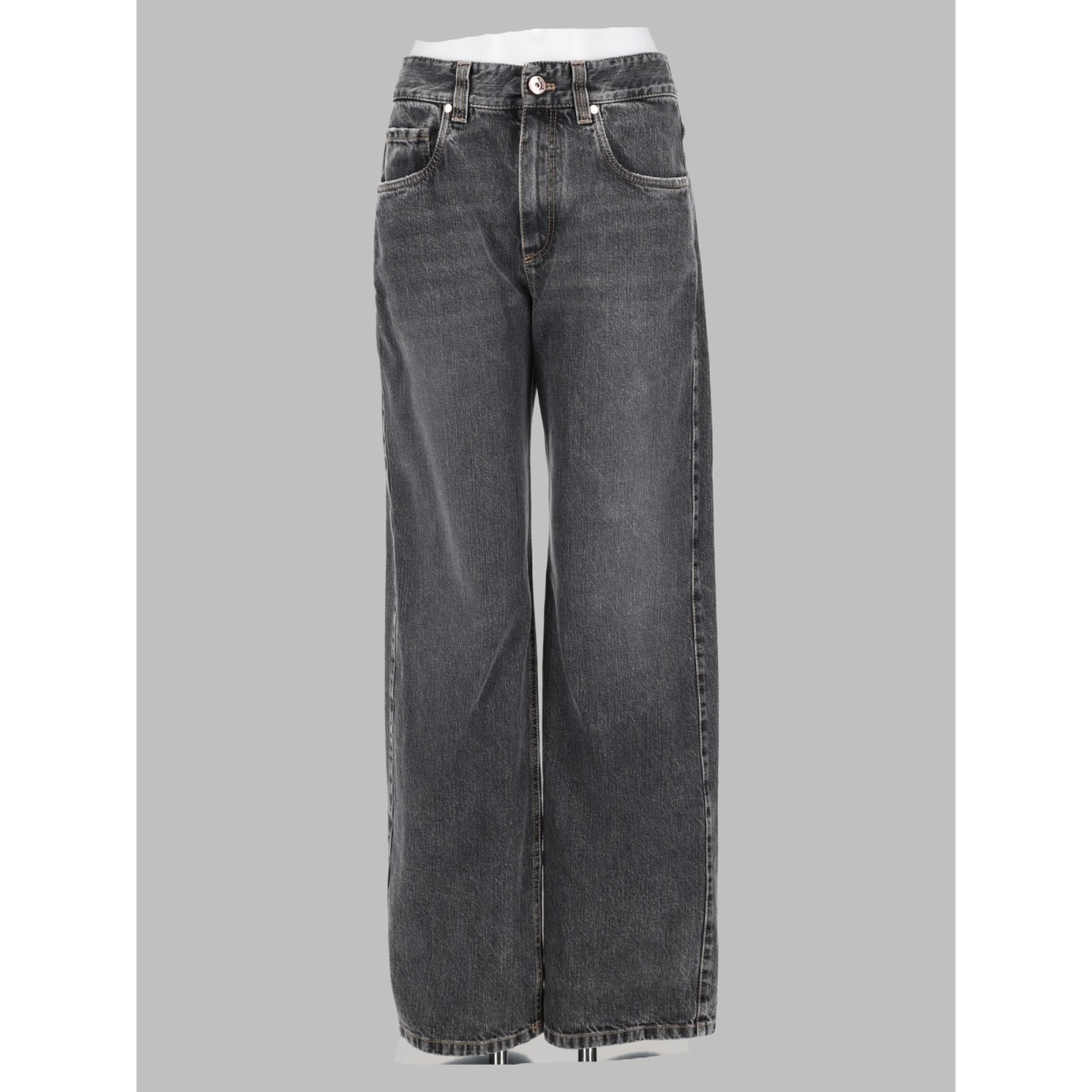 Pantalone "Contemporary Loose" In Denim Authentic Con Monile