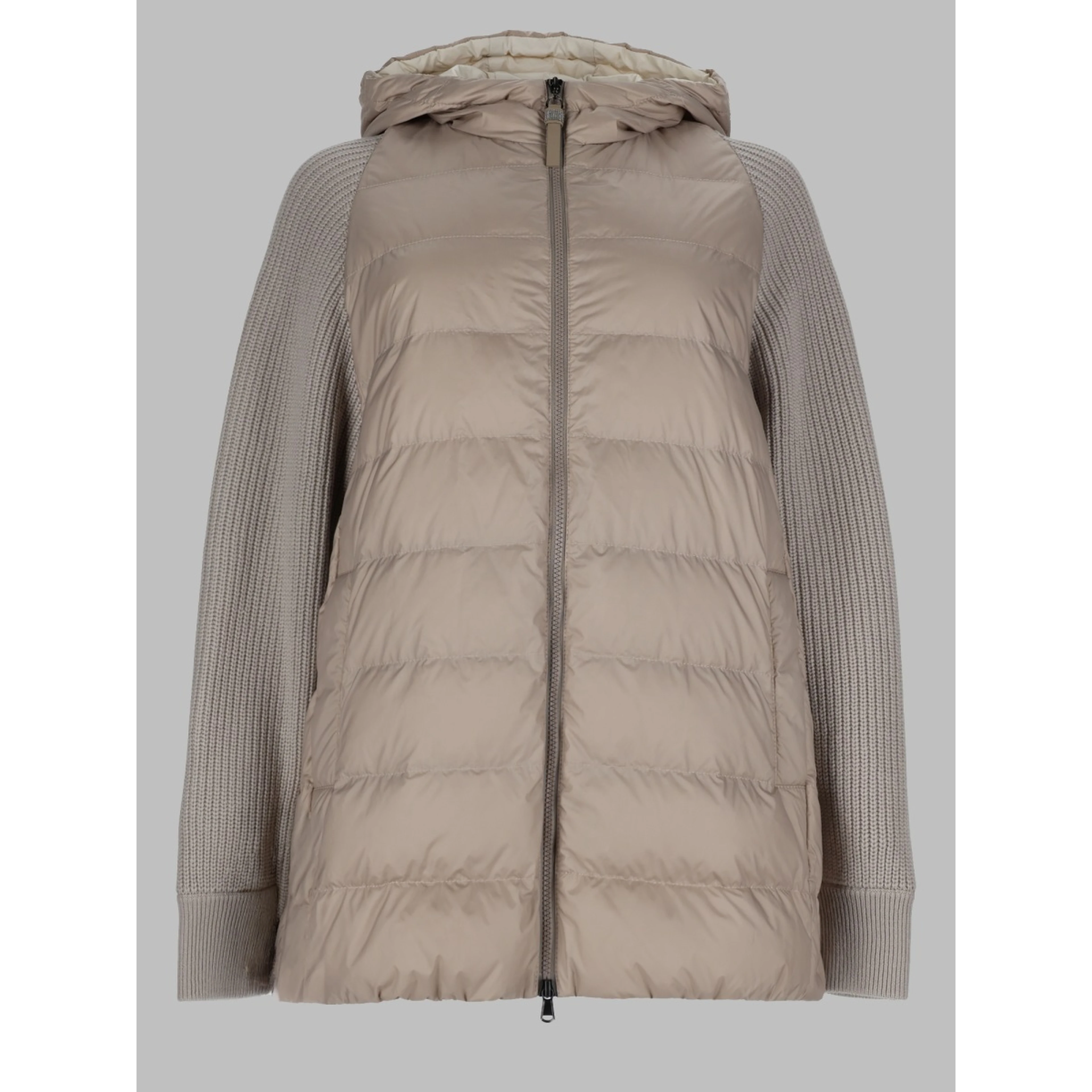 PIUMINO IN NYLON CON MANICA IN MAGLIA