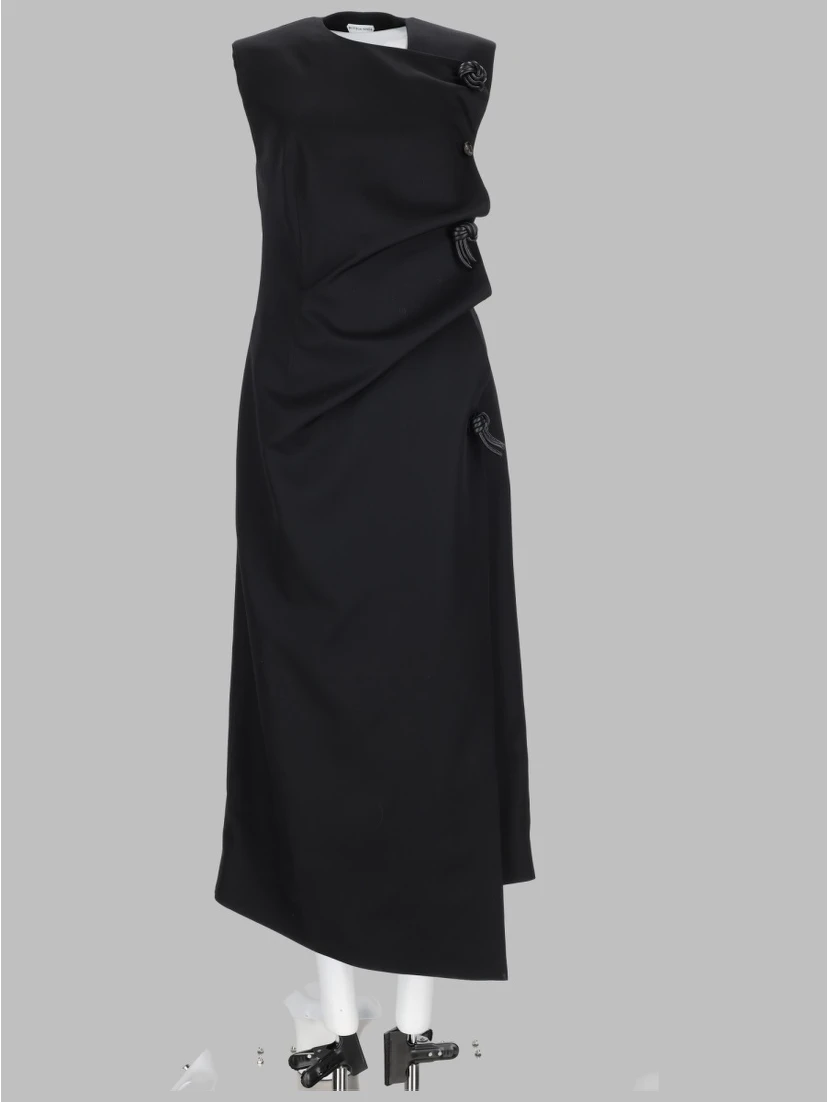 ABITO MIDI CON DETTAGLI "KNOT" IN PELLE