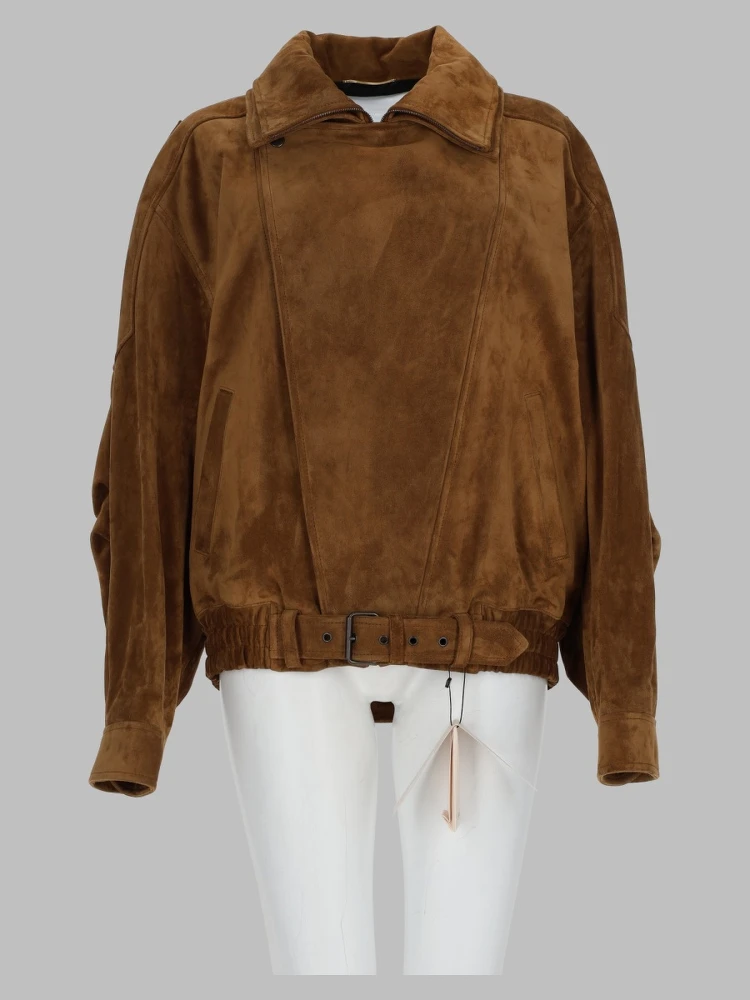 Giacca Oversize In Pelle Crosta Vintage
