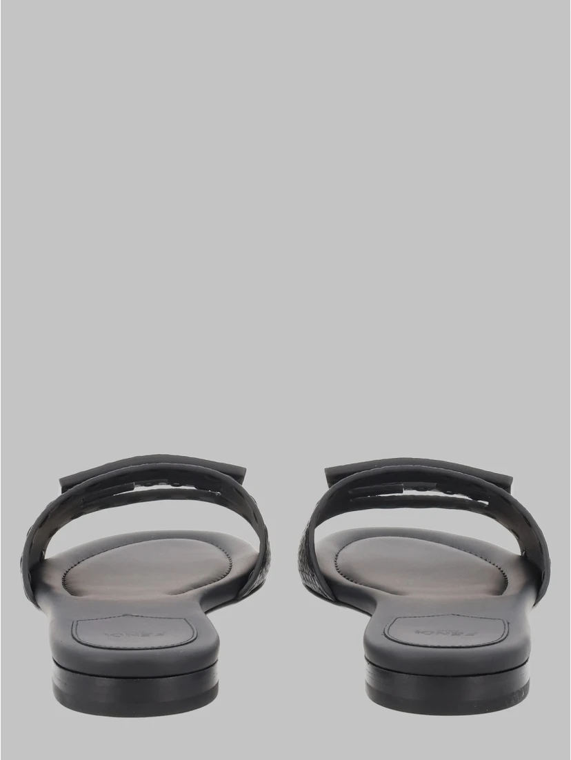 SLIDE "BAGUETTE" IN PELLE NERA