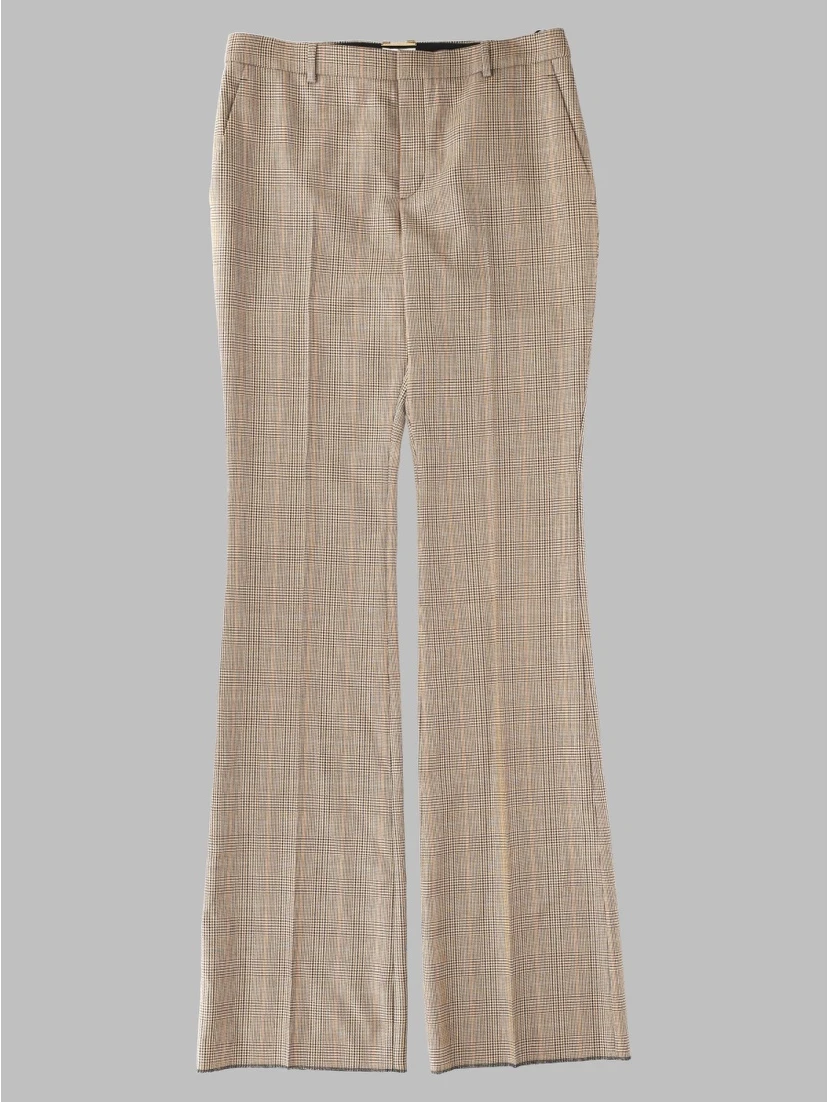 Pantalone Svasato In Lana Pied De Poule Principe Di Galles