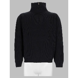 Pullover Con Mezza Zip In Lana A Coste