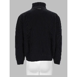 Pullover Con Mezza Zip In Lana A Coste