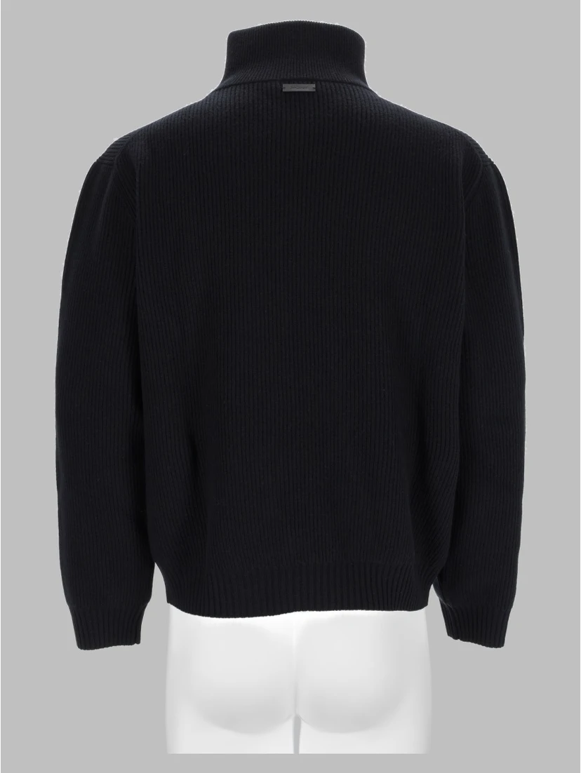 Pullover Con Mezza Zip In Lana A Coste
