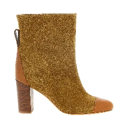 Beige Calfskin Ankle Boots