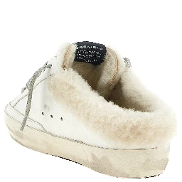 White Leather Slides