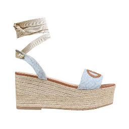 Light Blue Polyester Wedge Sandals