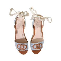 Light Blue Polyester Wedge Sandals