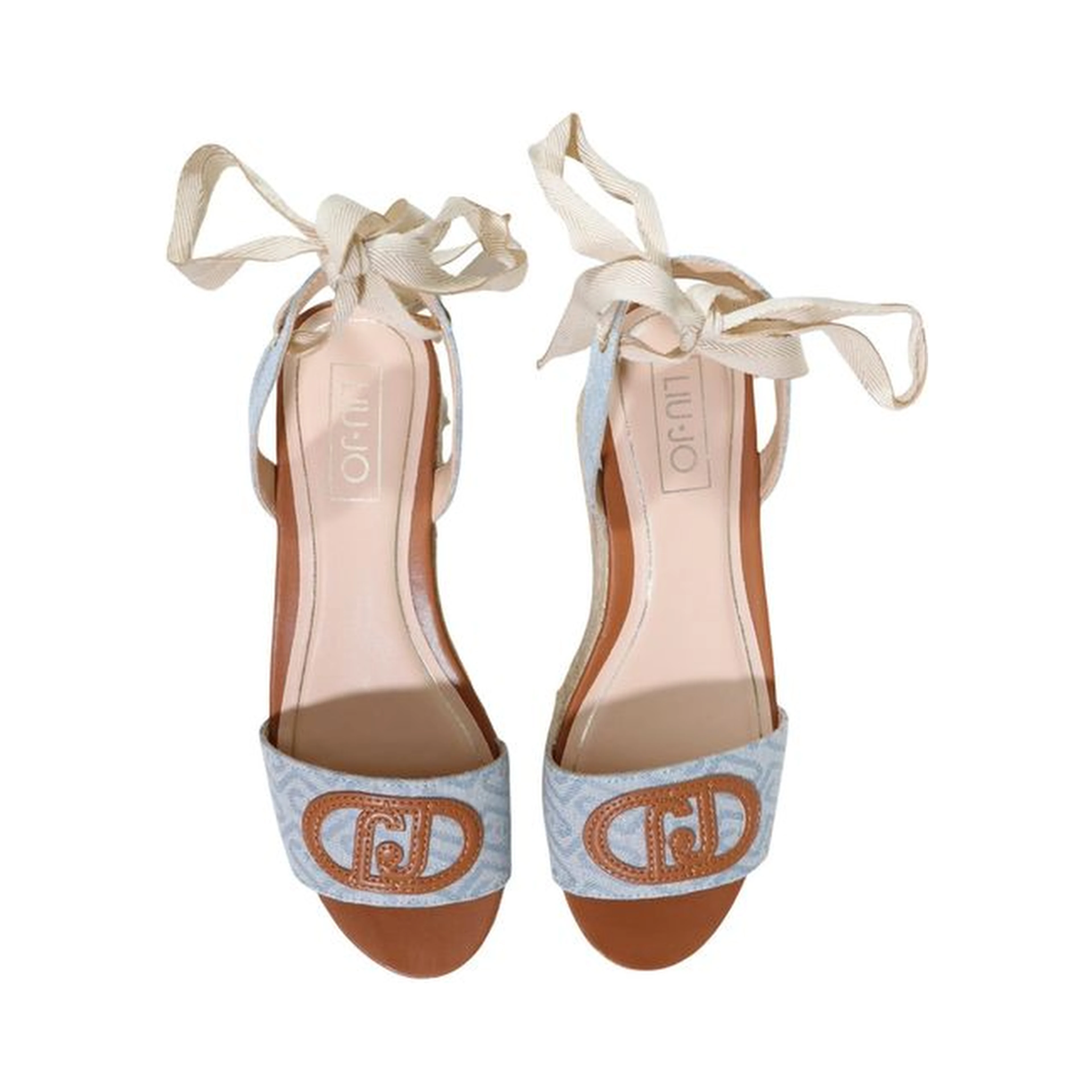 Light Blue Polyester Wedge Sandals