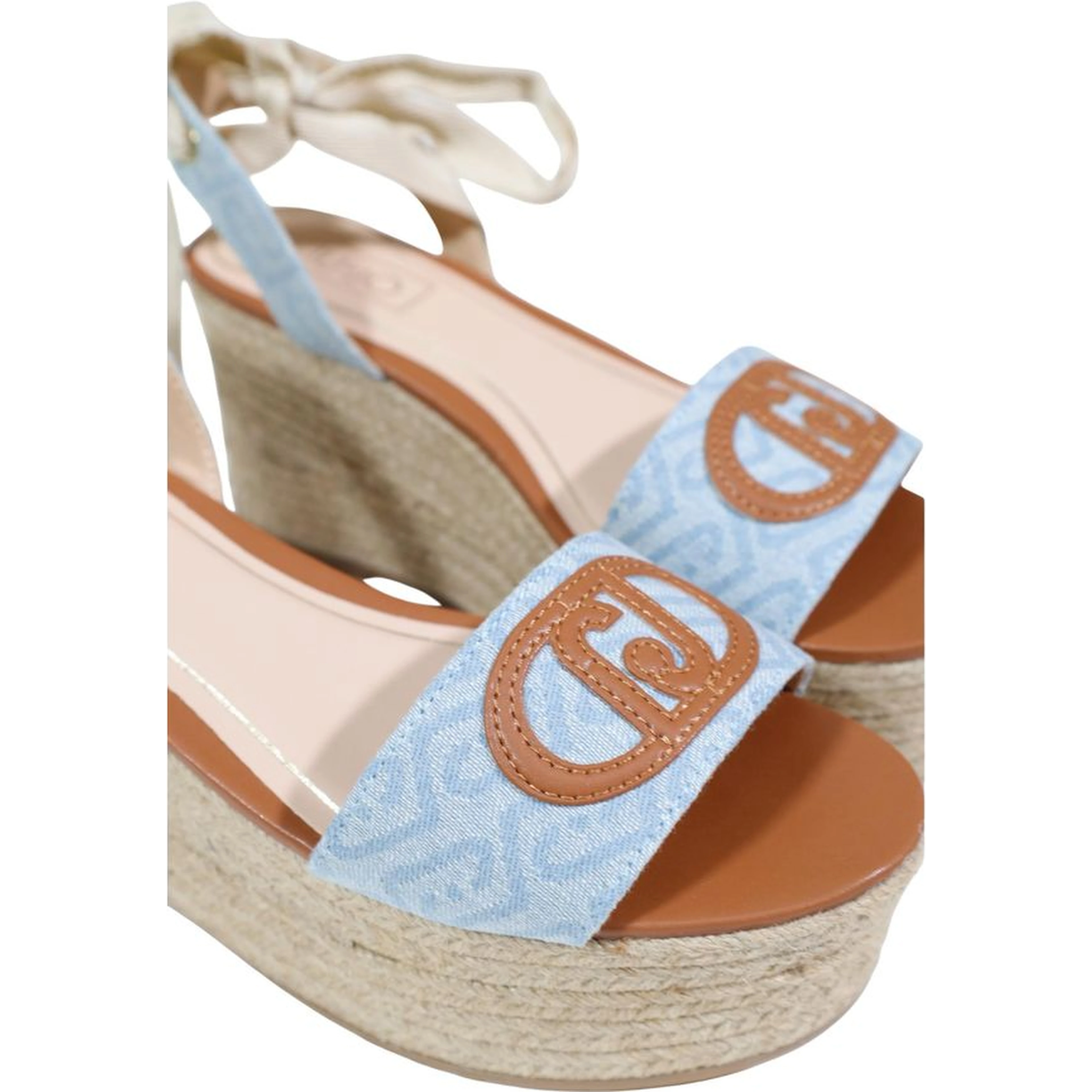 Light Blue Polyester Wedge Sandals