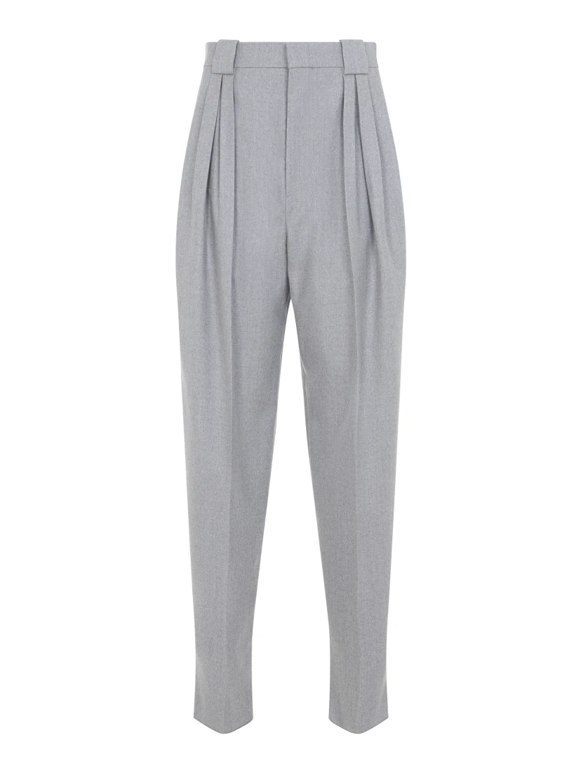 COMPACT WOOL TAPERED PANTS