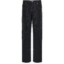 Black Cotton Straight-Leg Jeans