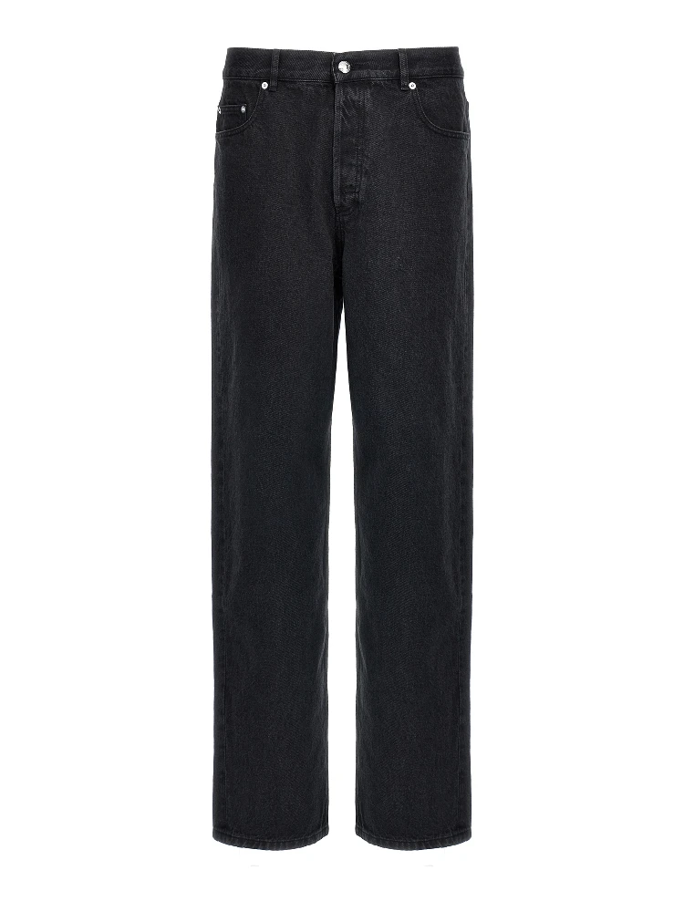 Black Cotton Straight-Leg Jeans