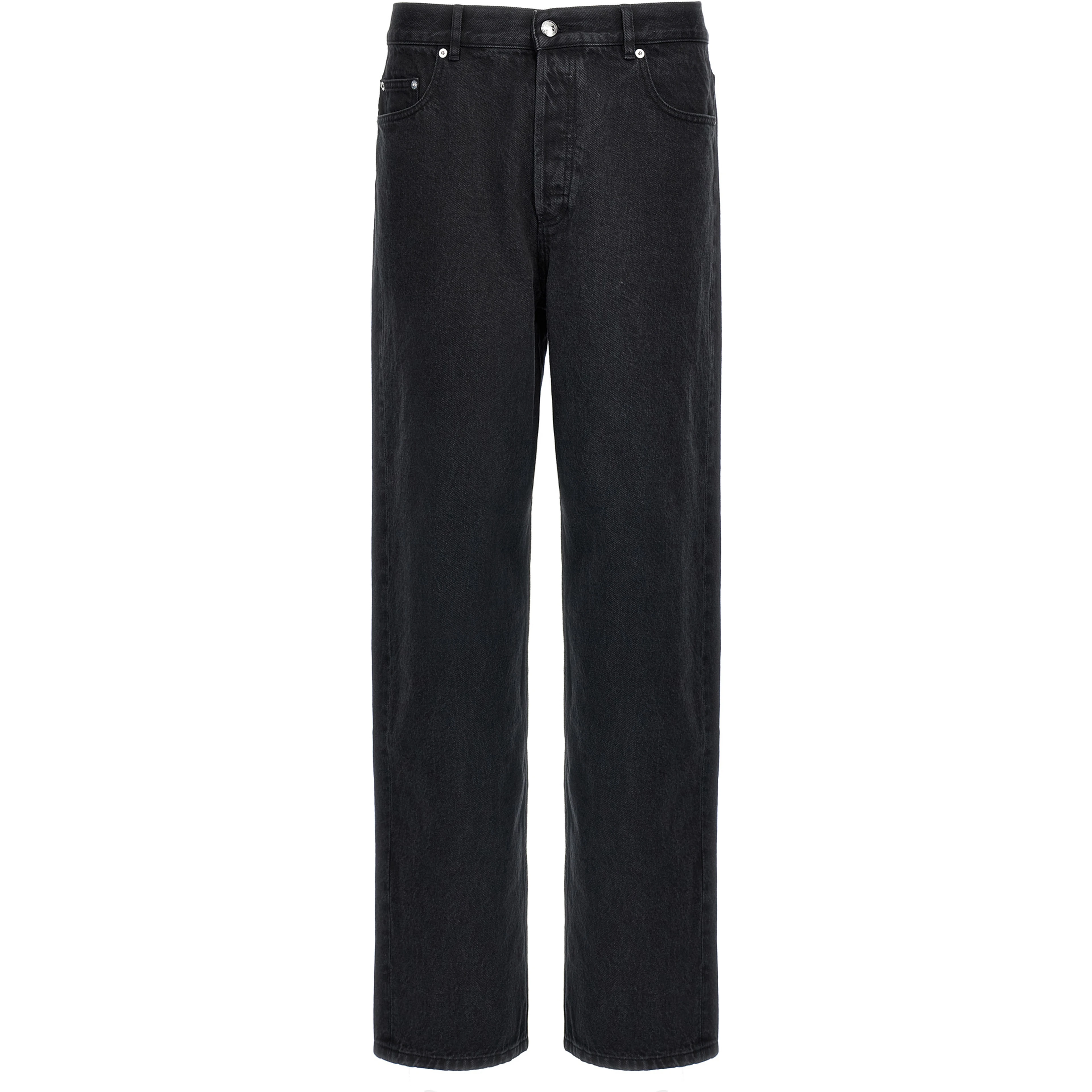 Black Cotton Straight-Leg Jeans