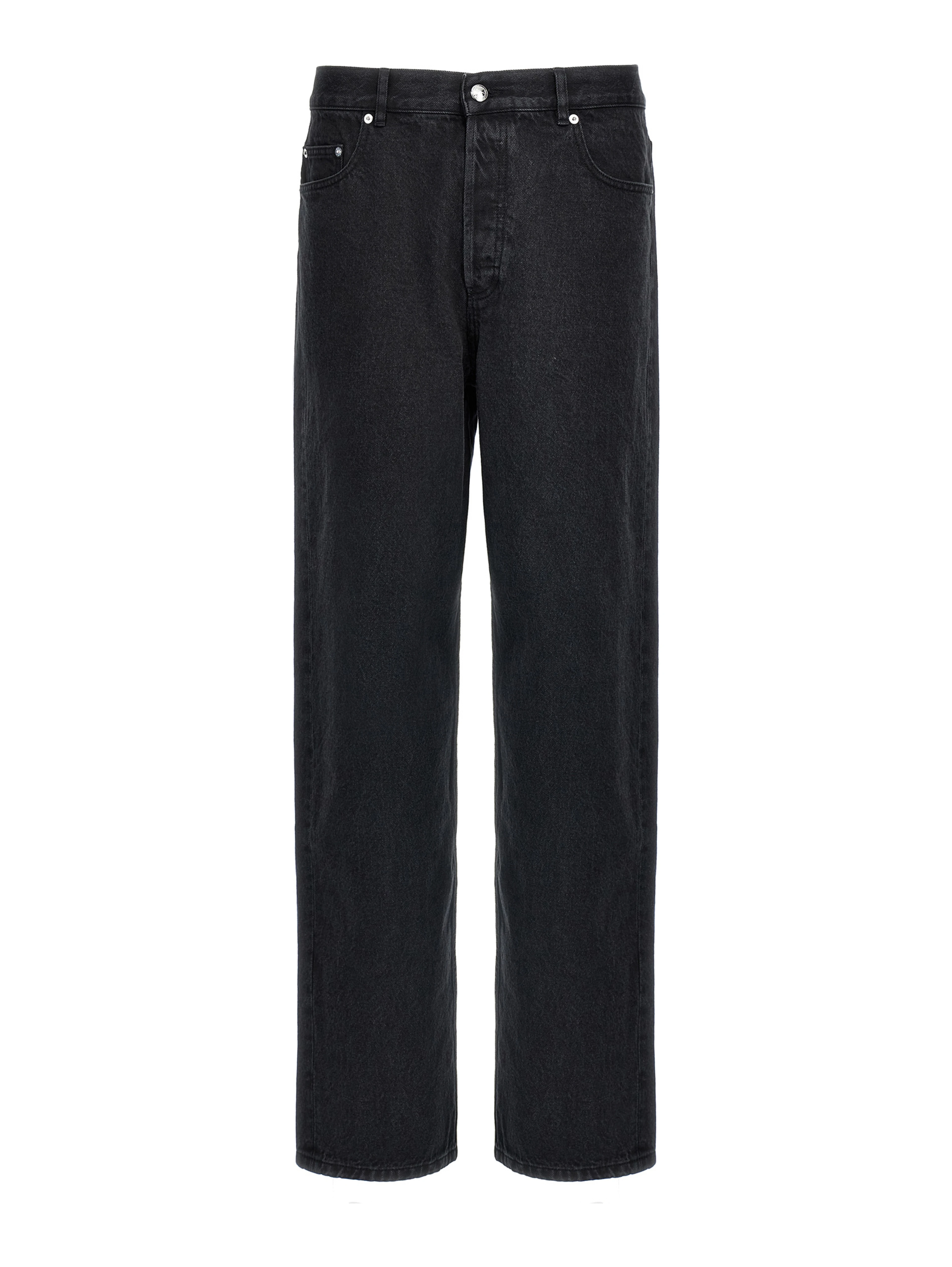 Black Cotton Straight-Leg Jeans