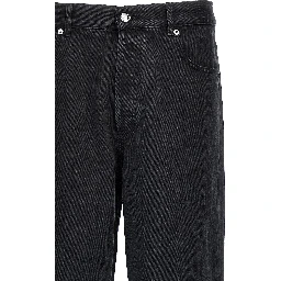 Black Cotton Straight-Leg Jeans