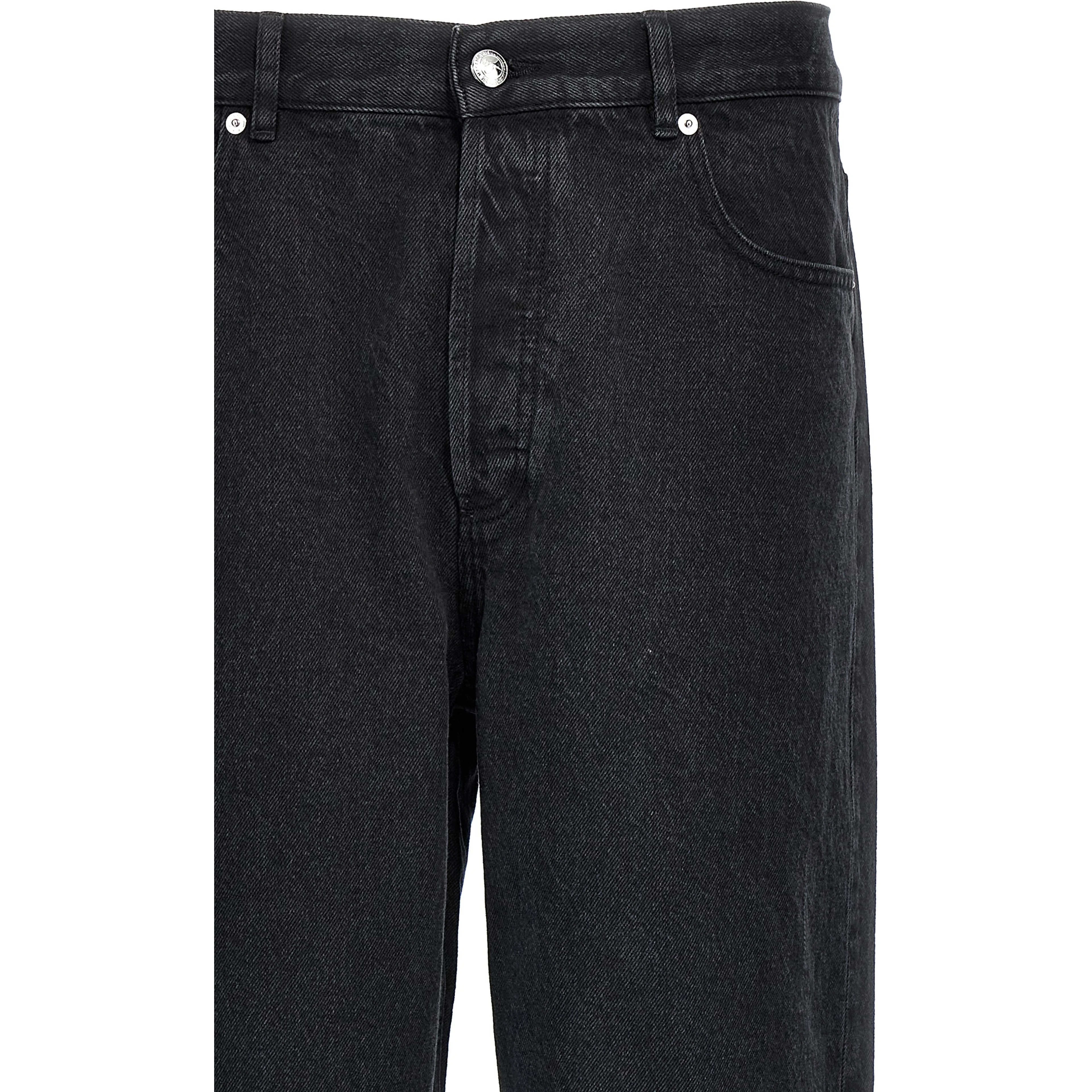 Black Cotton Straight-Leg Jeans