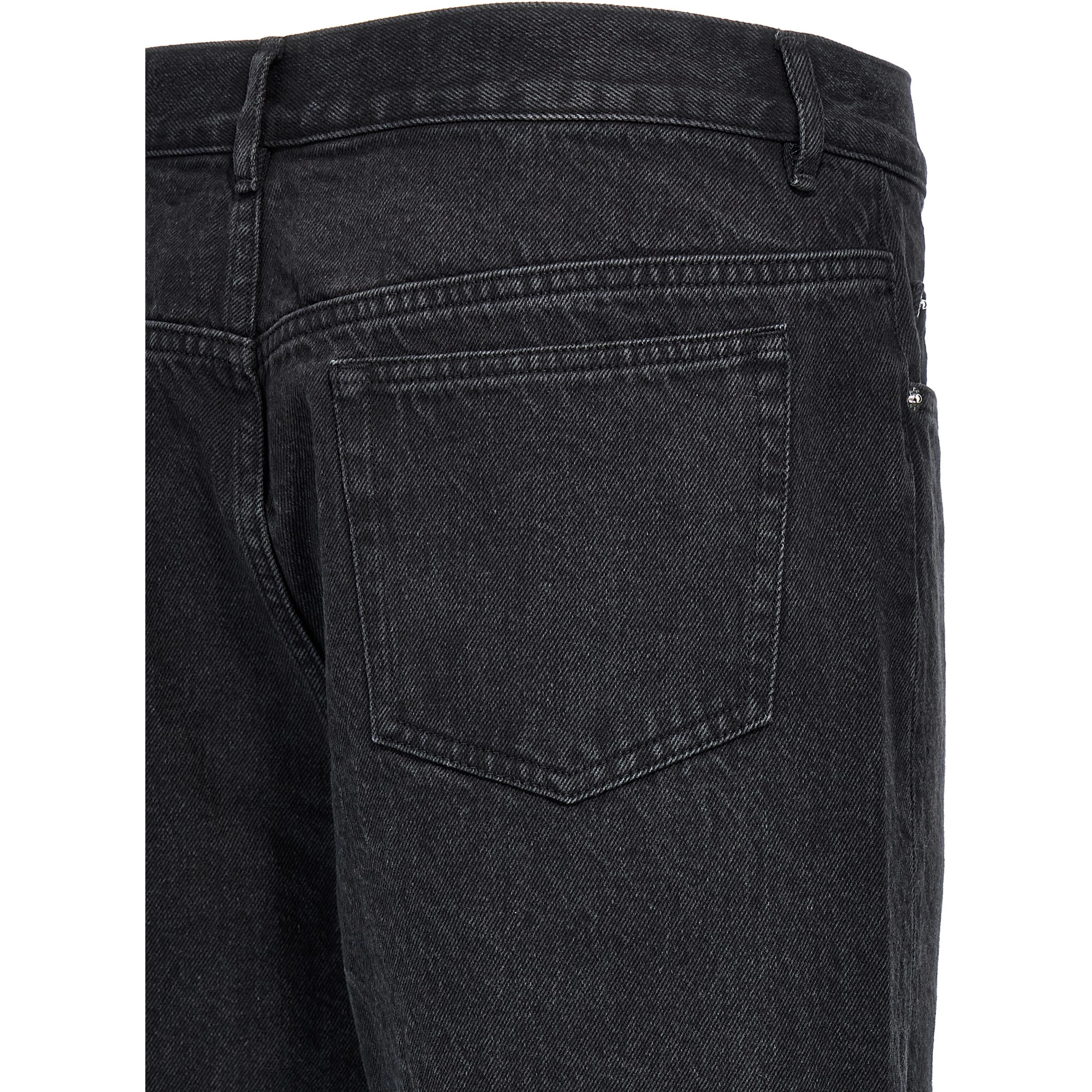 Black Cotton Straight-Leg Jeans