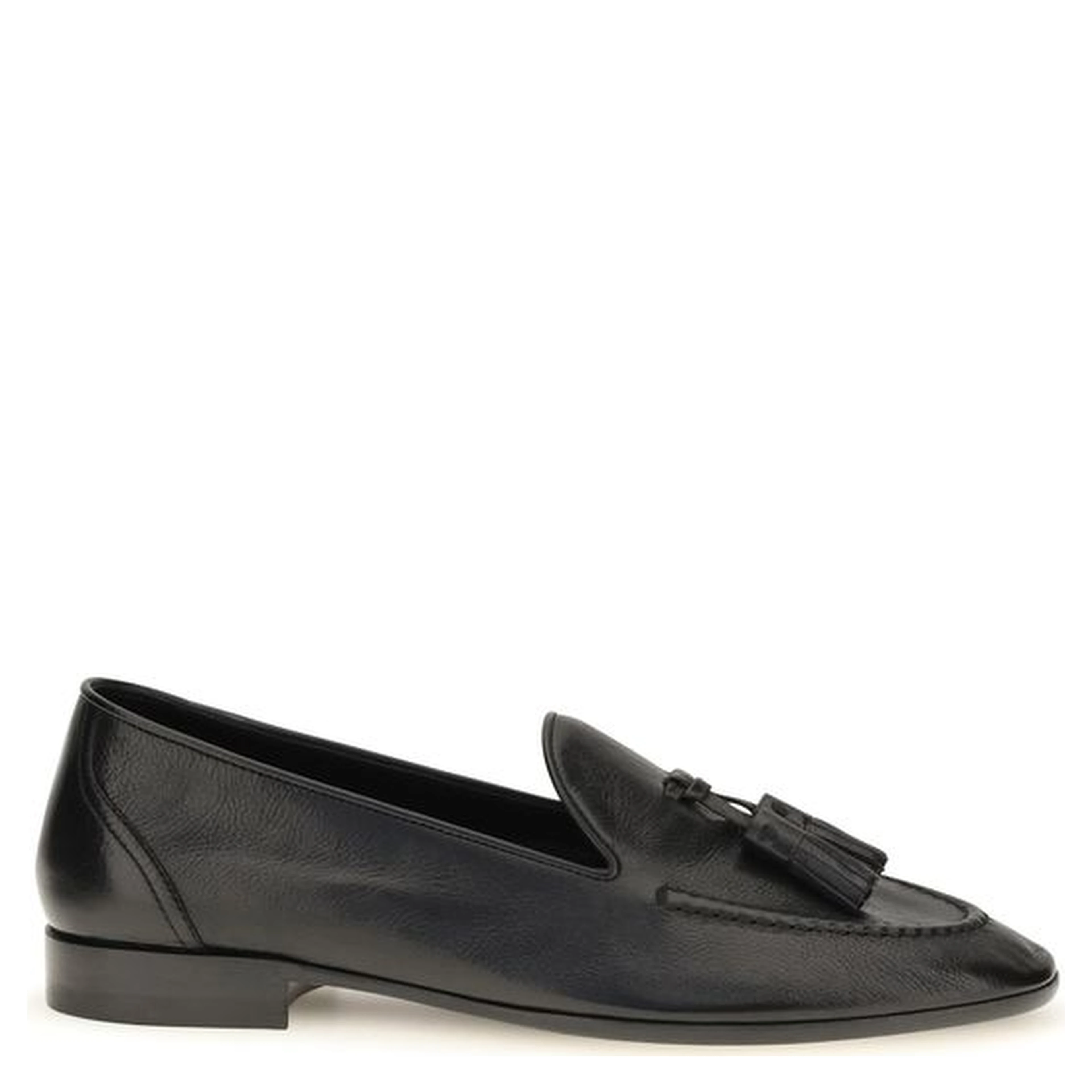 Black Calf Leather Bos Taurus Slip-On Loafers