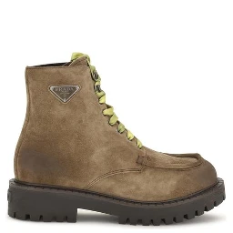 Brown Suede Leather Lace-Up Boots