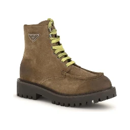 Brown Suede Leather Lace-Up Boots