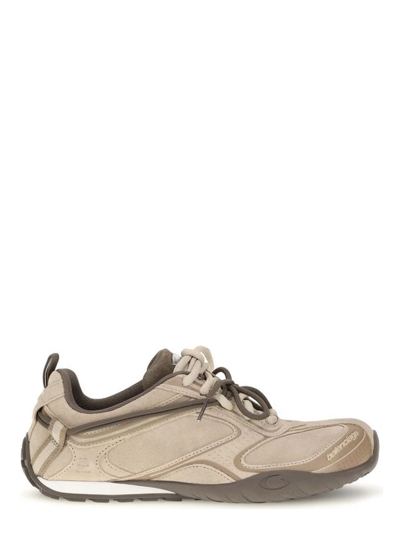 Beige Suede Leather Athletic Sneakers