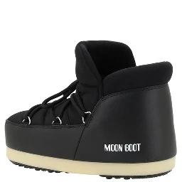 Black Polyester Lace-Up Boots
