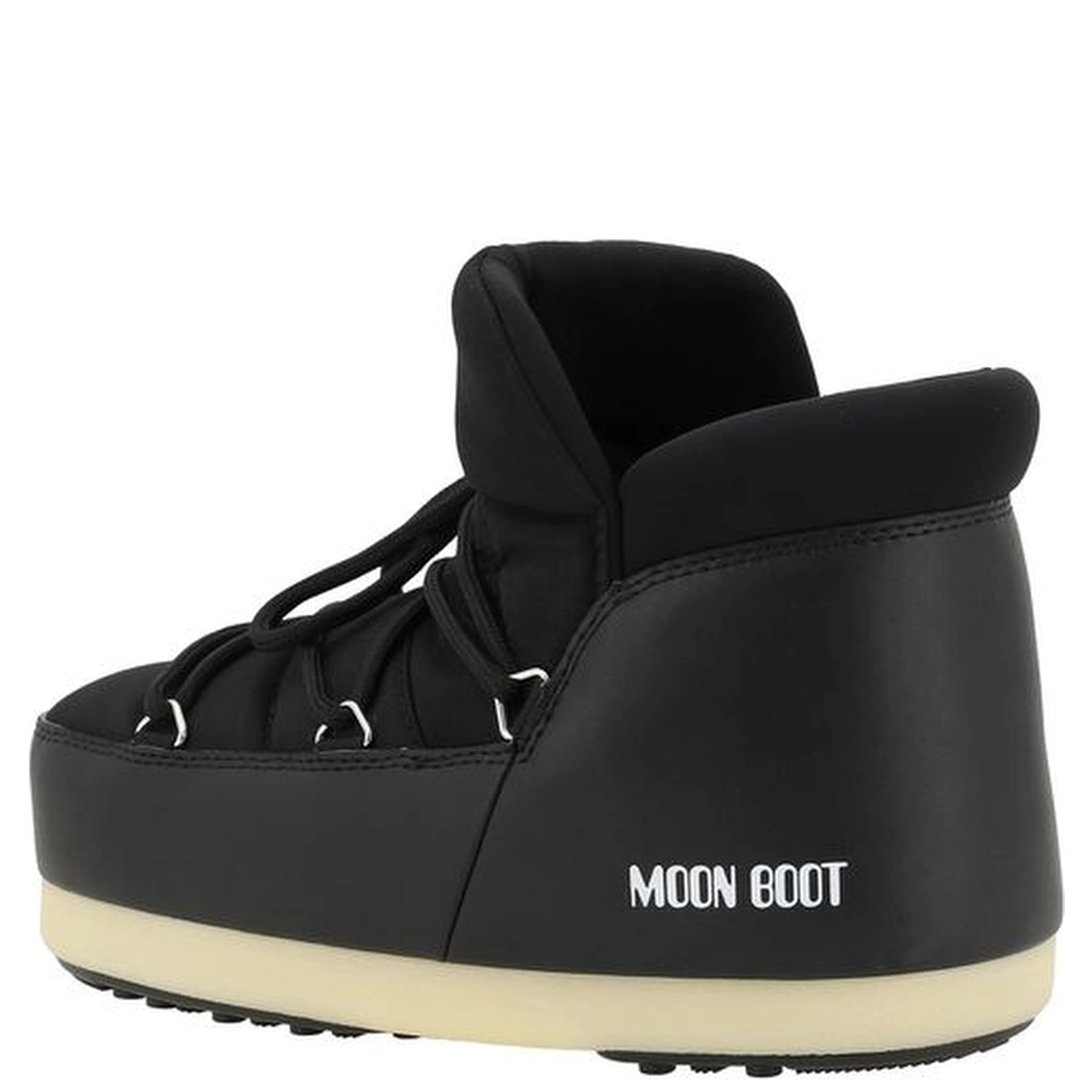 Black Polyester Lace-Up Boots