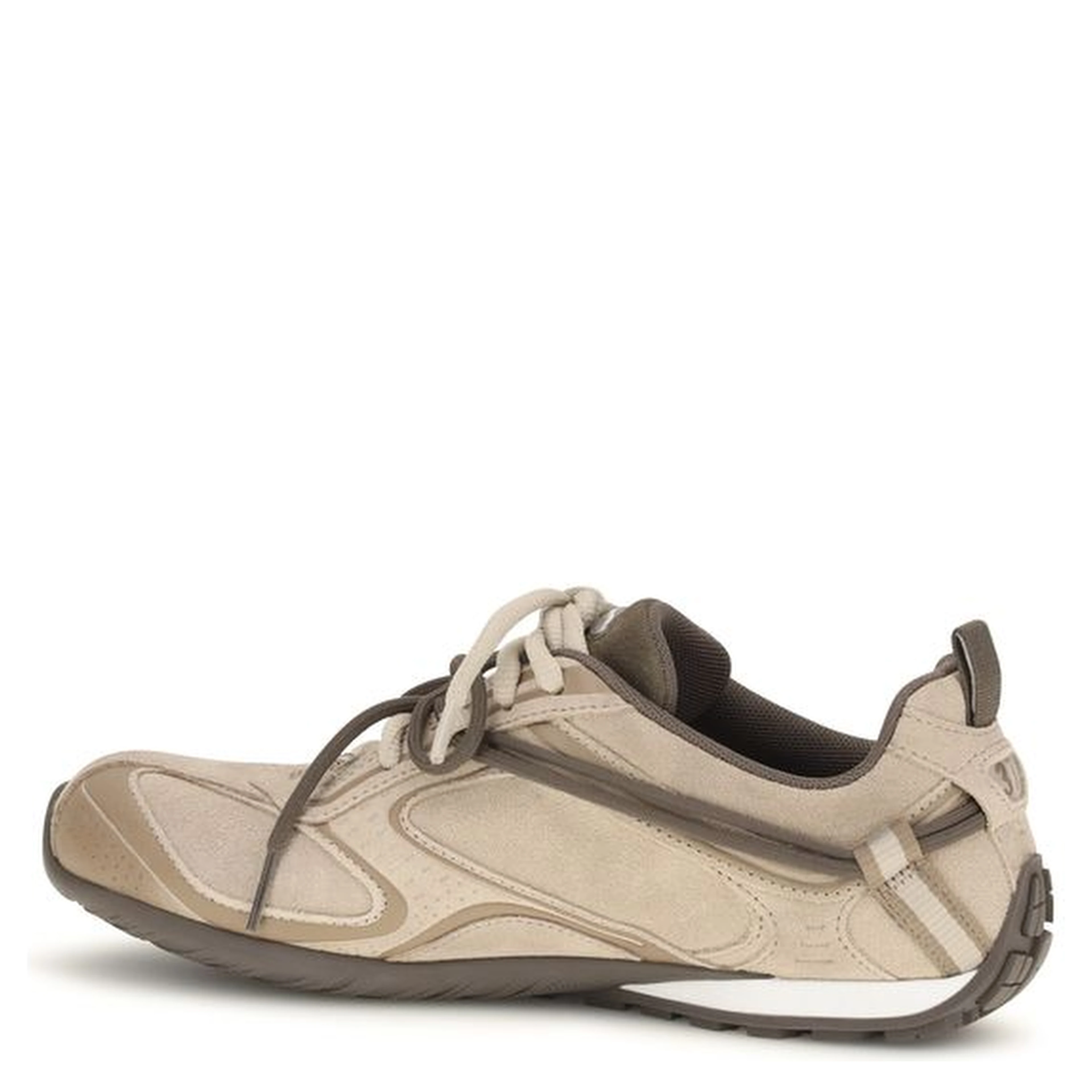 Beige Suede Leather Athletic Sneakers