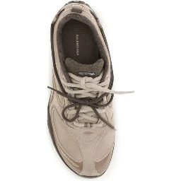 Beige Suede Leather Athletic Sneakers