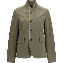 Bicolor Cotton Full-Length Jacket