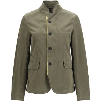 Bicolor Cotton Full-Length Jacket