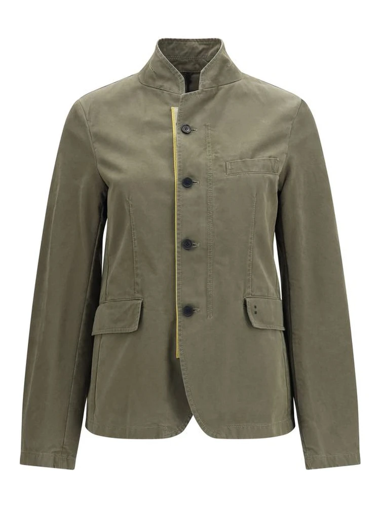 Bicolor Cotton Full-Length Jacket